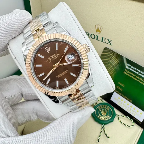 ساعة رولكس رجالية بنيه